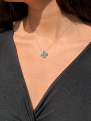 LIV 14k White Gold Black & White Diamonds 0.94ct G/VS1 Pave Set Small Cross Necklace