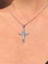 LIV 14k White Gold & Diamonds 0.32ct G/VS1 Pave Set Unique Cross Design Necklace