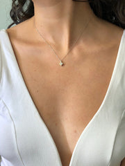 LIV 14k Two Tone Gold & Diamonds Diamond Shape Stackable Halo Design Necklace