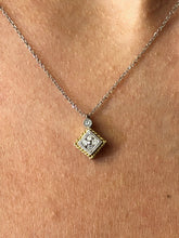 LIV 14k Two Tone Gold & Diamonds Diamond Shape Stackable Halo Design Necklace