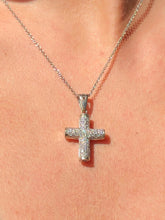 LIV 14k White Gold & Diamonds 0.67ct G/VS1 Pave Set Simple Cross Design Necklace