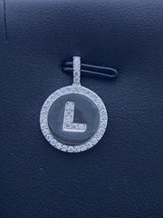 LIV Platinum Sterling Silver .925 White Sapphire Initial L Round Halo Necklace Gift