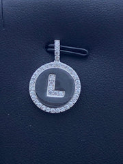 LIV Platinum Sterling Silver .925 White Sapphire Initial L Round Halo Necklace Gift