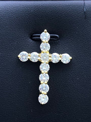 LIV 18k Gold Sterling Silver .925 White Sapphire Shared Prong Cross Design Necklace