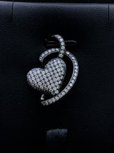 LIV Black Gold Sterling Silver .925 White Sapphire Pave Heart Halo Design Necklace