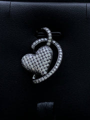 LIV Black Gold Sterling Silver .925 White Sapphire Pave Heart Halo Design Necklace