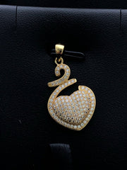 LIV 18k Gold Sterling Silver .925 White Sapphire Pave Heart Halo Design Necklace