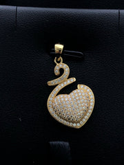 LIV 18k Gold Sterling Silver .925 White Sapphire Pave Heart Halo Design Necklace