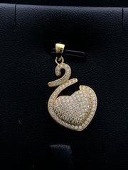 LIV 18k Gold Sterling Silver .925 White Sapphire Pave Heart Halo Design Necklace