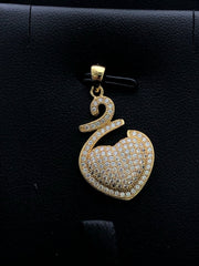 LIV 18k Gold Sterling Silver .925 White Sapphire Pave Heart Halo Design Necklace