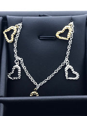 LIV 18k Yellow Gold Sterling Silver Heart Halo Dangle Design Layer Necklace Gift