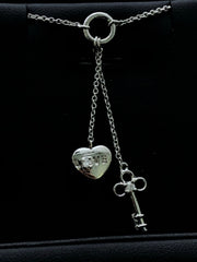 LIV Platinum Sterling Silver White Sapphire Lariat Design Heart Shape Necklace Gift