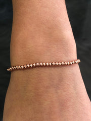 LIV 18k Rose Gold Stainless Steel 3mm Round Bead Stretch Bracelet Stackable Gift