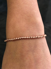 LIV 18k Rose Gold Stainless Steel 3mm Round Bead Stretch Bracelet Stackable Gift