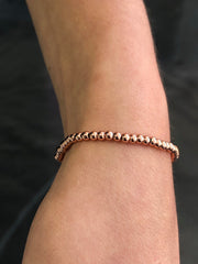 LIV 18k Rose Gold Stainless Steel 3mm Round Bead Stretch Bracelet Stackable Gift