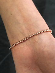 LIV 18k Rose Gold Stainless Steel 3mm Round Bead Stretch Bracelet Stackable Gift