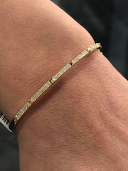 LIV 14k Yellow Gold & Diamonds Pave Set 0.54ct G/VS1 Thin Spike Bangle Bracelet 7" L