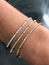 LIV 3 Tri Color Gold & Diamonds Pave Set 1.62ct G/VS1 Thin Spike Bangle Bracelets 7"