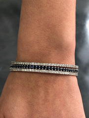 LIV 18k White Gold Diamonds 9.88ct G/VS1 Blue Sapphires 6.75ct Eternity Bangles 7.5"