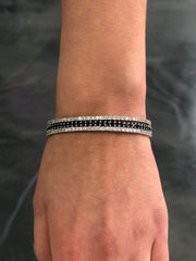 LIV 18k White Gold Diamonds 9.88ct G/VS1 Blue Sapphires 6.75ct Eternity Bangles 7.5"