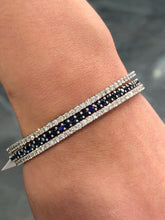 LIV 18k White Gold Diamonds 9.88ct G/VS1 Blue Sapphires 6.75ct Eternity Bangles 7.5"
