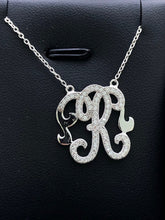 LIV Platinum Sterling Silver Pave White Sapphire Initial R Design Monogram Necklace