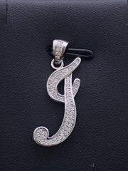 LIV Platinum Sterling Silver Pave White Sapphire Initial T Script Halo Necklace Gift