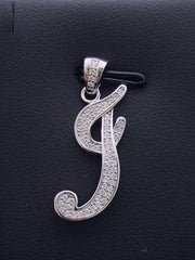 LIV Platinum Sterling Silver Pave White Sapphire Initial T Script Halo Necklace Gift