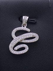 LIV Platinum Sterling Silver Pave White Sapphire Initial C Script Halo Necklace Gift