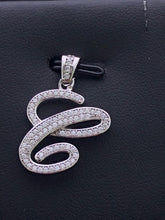 LIV Platinum Sterling Silver Pave White Sapphire Initial C Script Halo Necklace Gift