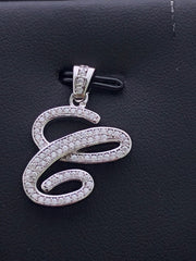 LIV Platinum Sterling Silver Pave White Sapphire Initial C Script Halo Necklace Gift