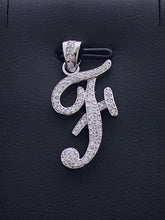 LIV Platinum Sterling Silver Pave White Sapphire Initial F Script Halo Necklace Gift