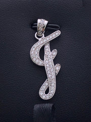 LIV Platinum Sterling Silver Pave White Sapphire Initial J Script Halo Necklace Gift
