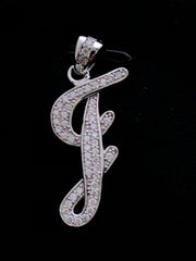 LIV Platinum Sterling Silver Pave White Sapphire Initial J Script Halo Necklace Gift