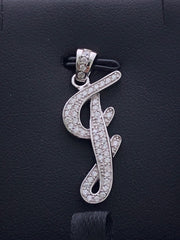 LIV Platinum Sterling Silver Pave White Sapphire Initial J Script Halo Necklace Gift