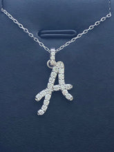 LIV 14k White Gold Genuine Diamonds Initial A Script Design Pave Halo Necklace Gift
