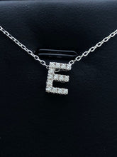 LIV 14k White Gold Genuine Diamonds Initial E Small Block Design G/VS1 Necklace Gift
