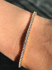 LIV 18k Gold Sterling Silver Pave White Sapphire Round Cut Classic Tennis Bracelet