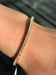 LIV 18k Gold Sterling Silver Pave White Sapphire Round Cut Classic Tennis Bracelet