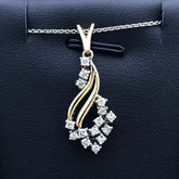 LIV 14k Yellow Gold & Diamonds Round Round Cut Cluster Design Halo Pendant Necklace