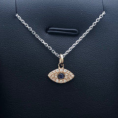 LIV 14k Rose Gold & Diamonds G/VS1 Pave Evil Eye Blue Sapphire Halo Necklace
