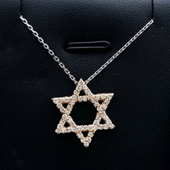 LIV 14k Rose Gold & Diamonds Star of David Pave Halo Design Stackable Necklace