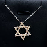 LIV 14k Rose Gold & Diamonds Star of David Pave Halo Design Stackable Necklace