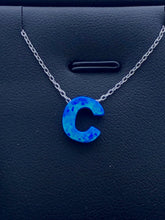 LIV Platinum Sterling Silver .925 Blue Opal Initial C Alphabet Name Necklace Gift