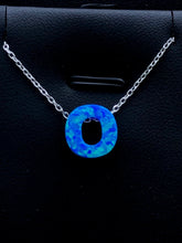 LIV Platinum Sterling Silver .925 Blue Opal Initial O Alphabet Name Necklace Gift