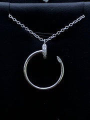 LIV Platinum Sterling Silver White Sapphire Pave Halo Design Stackable Necklace Gift