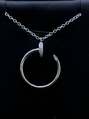 LIV Platinum Sterling Silver White Sapphire Pave Halo Design Stackable Necklace Gift