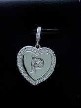 LIV Platinum Sterling Silver .925 White Sapphire Initial P Heart Halo Necklace Gift
