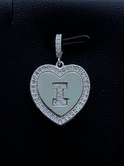 LIV Platinum Sterling Silver .925 White Sapphire Initial I Heart Halo Necklace Gift