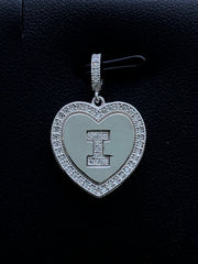 LIV Platinum Sterling Silver .925 White Sapphire Initial I Heart Halo Necklace Gift